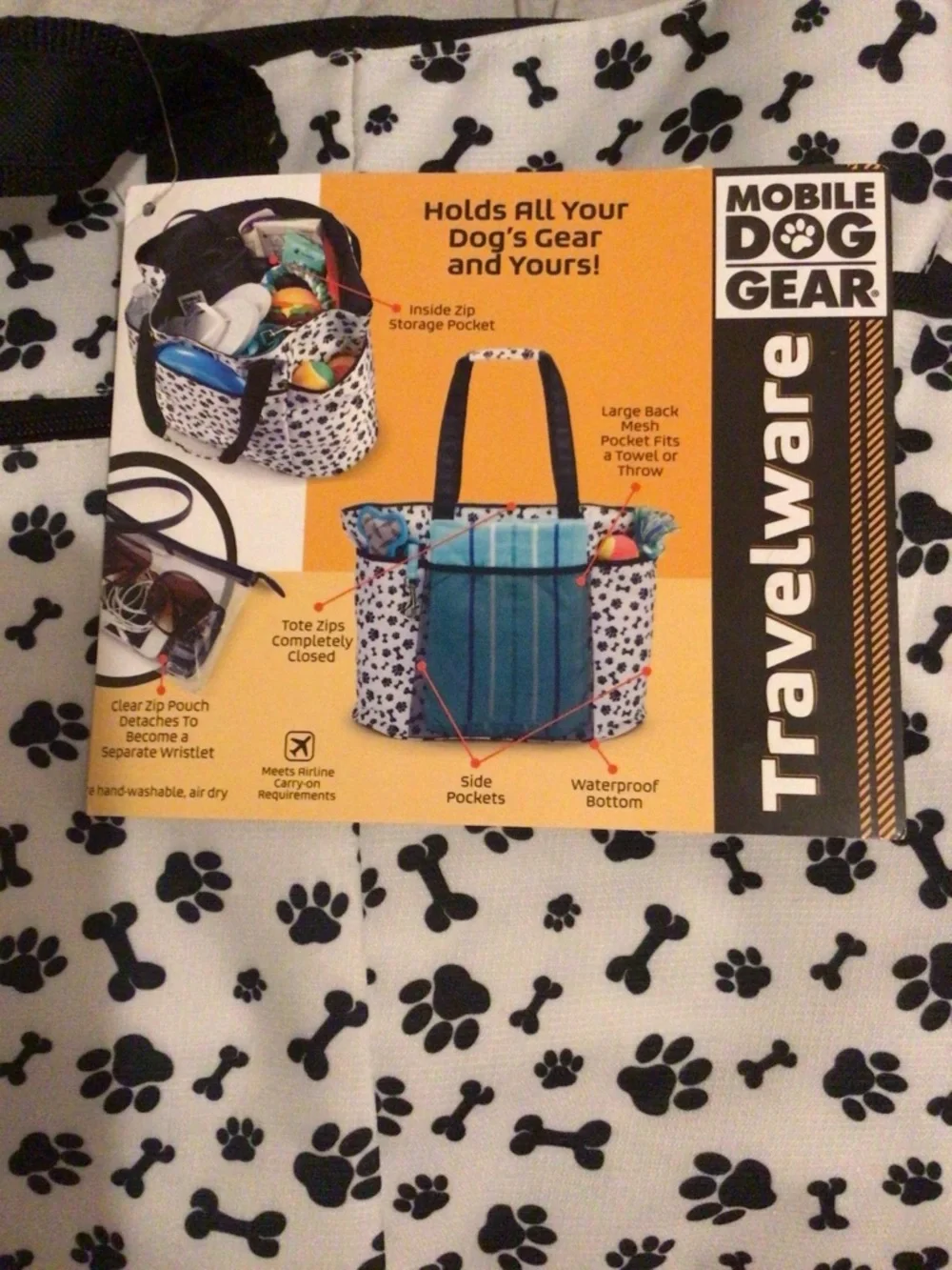 Mobile Dog Gear Travelware Dogssentials Tote Food Carrier & Clear Zip Wristlet